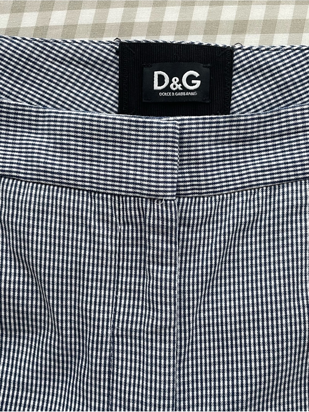 Dolce & Gabbana Navy and White Gingham Cappri Pants